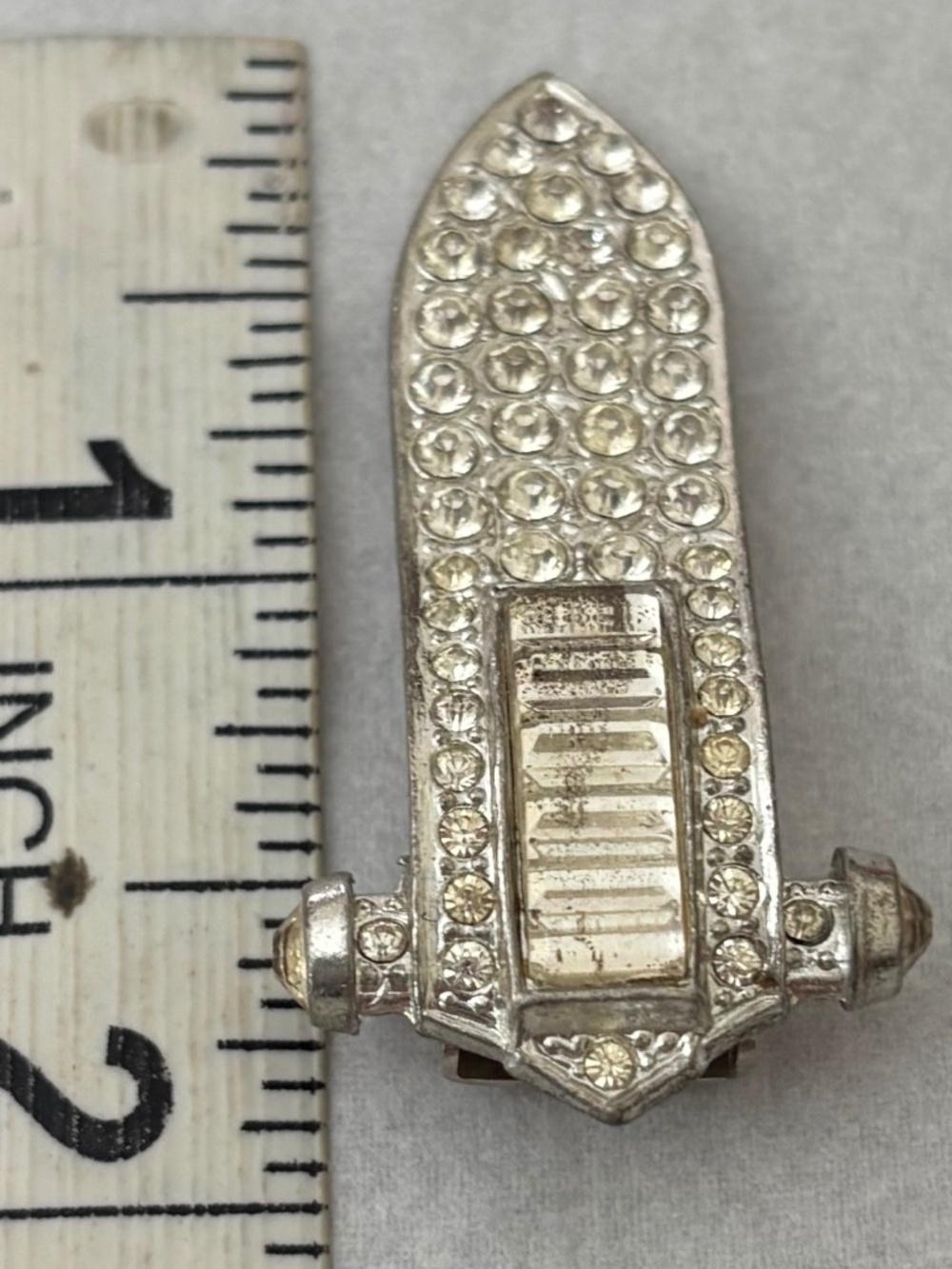Vintage Rhinestone Clip pin for shoe/scarf/dress/hair/suit/purse/pocket Art Deco